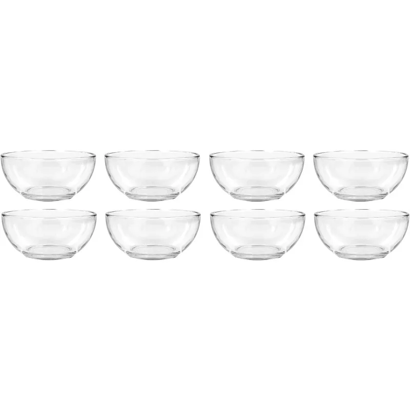 

Clear Glass Bowls, 6 in. for Kitchen Prep, Dessert, Dips, Soups, Salads, Cereal, and Candy Dishes or Nut Bowls (8)