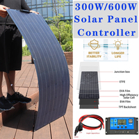 600W 300W(#100W) Solar Panel 18V Flexible Monocrystalline Sola Cell Power Charge for Outdoor Camping Yacht Motorhome Car RV Boat