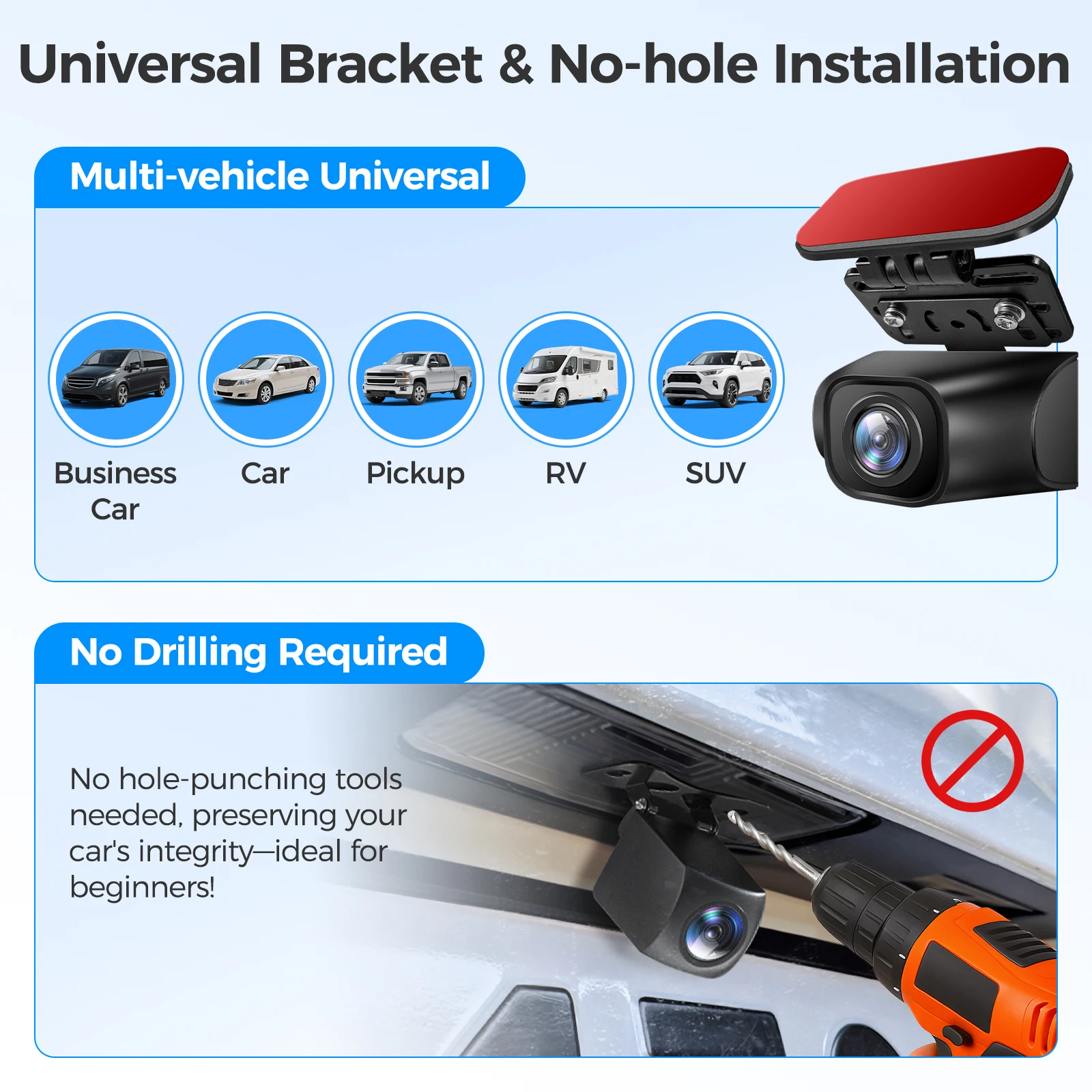 Soporte para cámara trasera, soporte para ventana trasera para la mayoría de las cámaras traseras, cámara de salpicadero AZDOME M550 Max/M550/M01 Max/PG17, cámara trasera para REDTIGER
