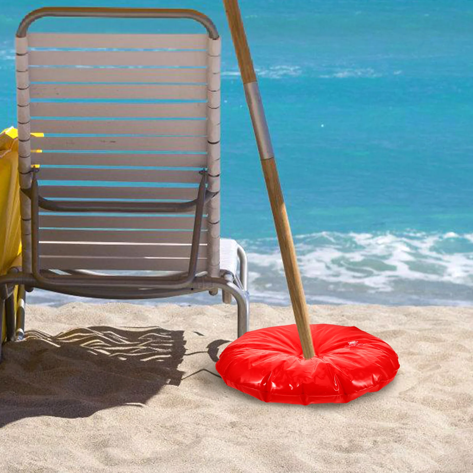 Bolsa de enchimento de água suporte de guarda-chuva suporte de praia base de guarda-sol portátil plástico branco