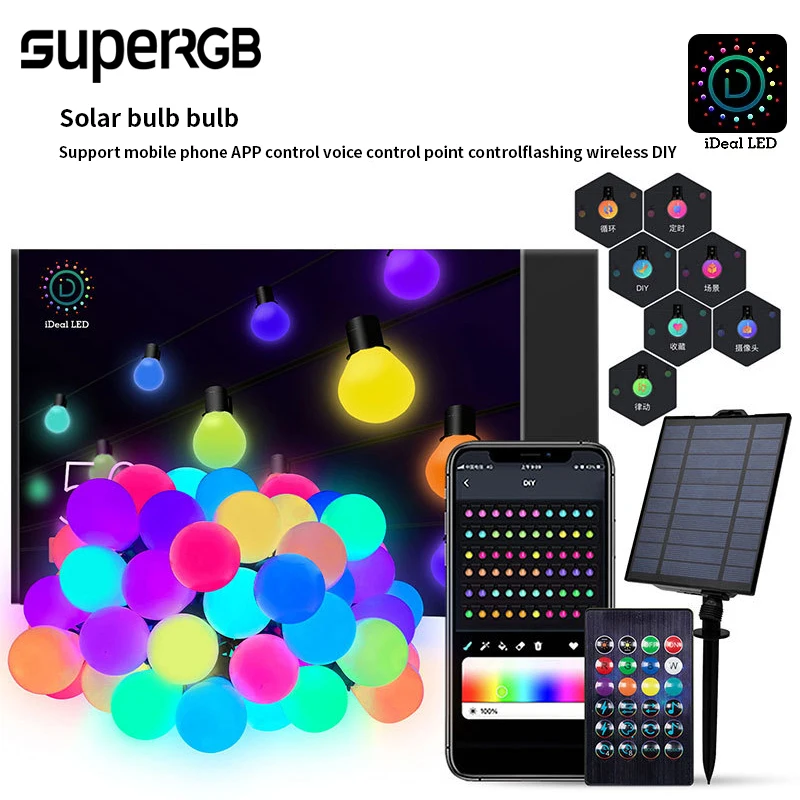 

Smart LED RGB Solar Light Waterproof APP Control Solar Hanging Ball Lights Garden Decoration Outdoor Lights Lighting DIY Light