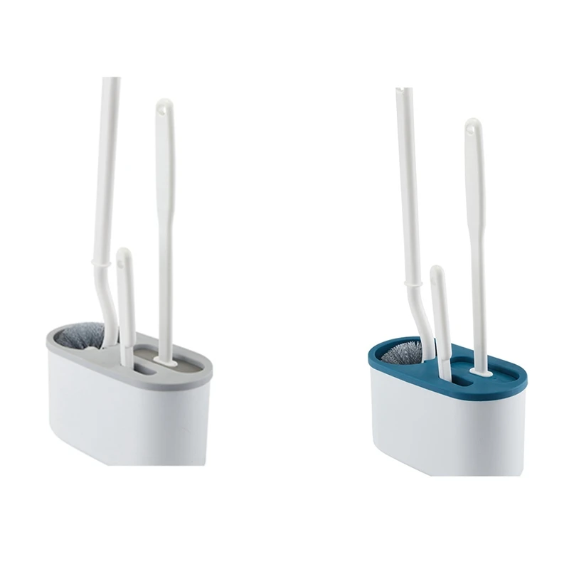 2025 New 3 In 1 White Toilet Brush Silicone Wall Mounted Rack TPRS Nylon Detailed Cleaning Brush Gaps Cleaner WC Bath