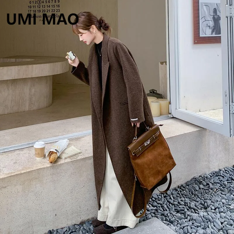 UMI MAO коричневое шерстяное пальто средней длины, женская зимняя куртка, новое легкое утепленное шерстяное женское пальто в зрелом стиле Femme UMI MAO коричневое шерстяное пальто средней длины, женская зимняя куртка, новое легкое утепленное шерстяное женское пальто в зрелом стиле Femme
