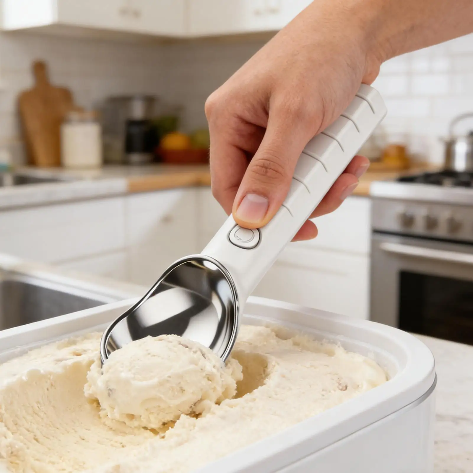 Warming Automatic Portable Stainless Steel Scooper for Seniors Kitchen Home Party for Ice Cream, Sandwich, Cookie Bar, Freezer