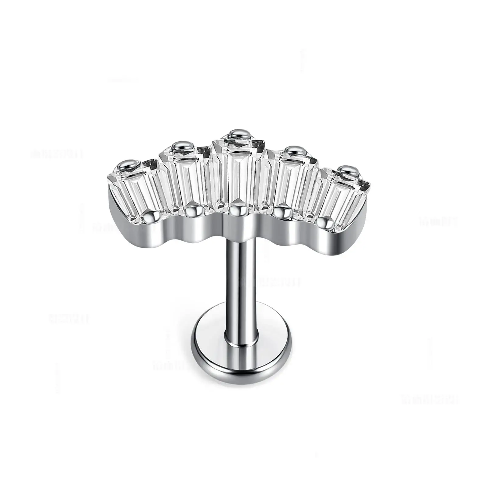 ATMS F136 التيتانيوم CZ 5A الزيركون المقابس الغضروف داخليا خيوط مسطحة الظهر أقراط Tragus ثقب المجوهرات مع هدية مربع #5