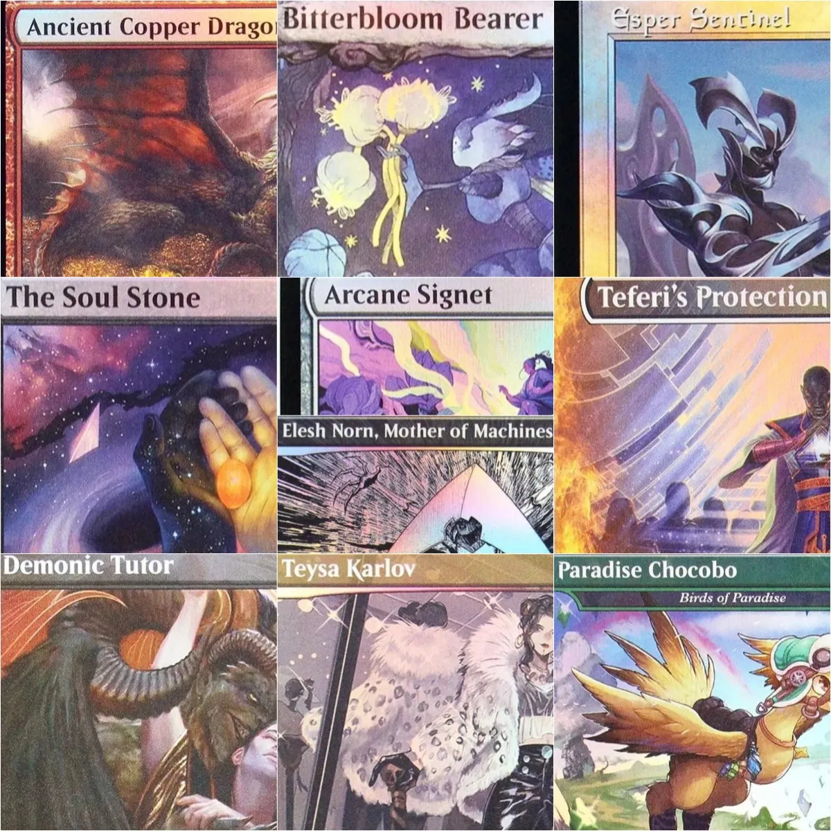 

Foil "Demonic Tutor/Esper Sentinel/Teysa Karlov" Magical Proxy Cards Top Quality Gathering Board Playing Game Trading Cards