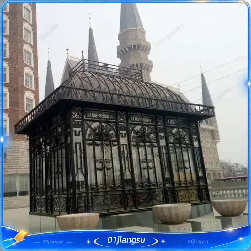 Antique Wrought Iron Gazebo Outdoor Metal Steel Pavilion Garden Pergola Heavy Duty Patio Canopy Shelter Decorative Yard
