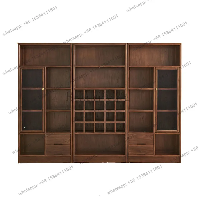 New Chinese old elm bogu frame solid wood bookcase combination