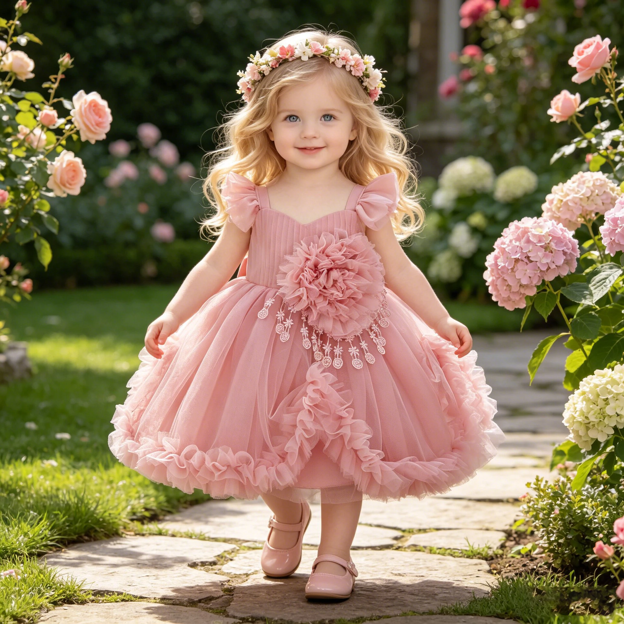 Kleinkind Blumen Party Baby Mädchen Kleid Elegante Schleife 1. Geburtstag Hochzeit Prinzessin Ballkleid Mädchen Kleinkind Tüll Brautjungfern Kostüm