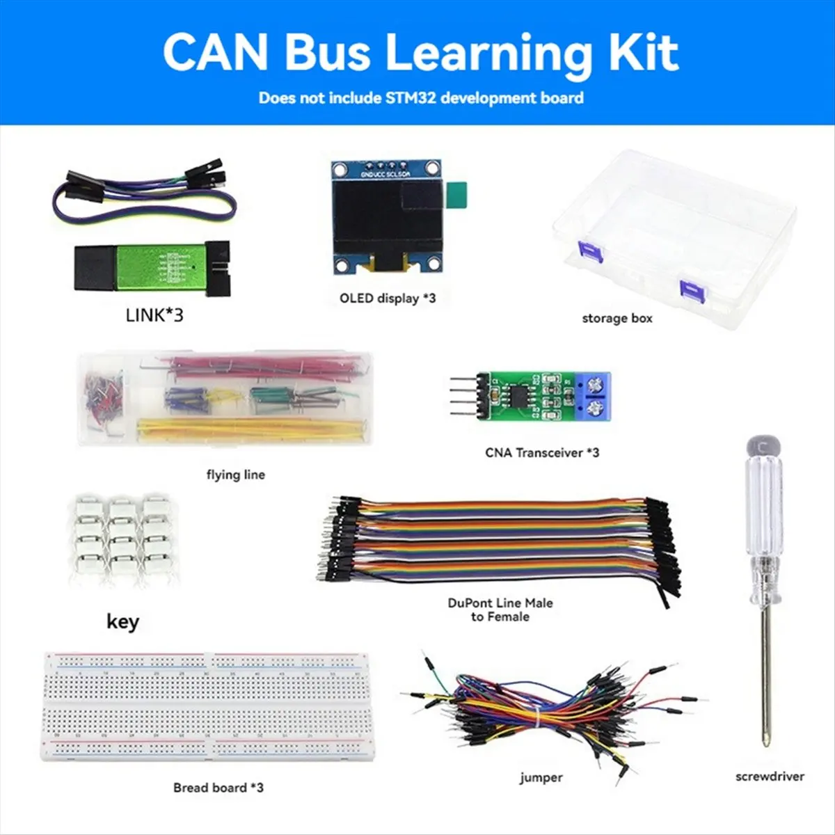 a16i-kit-d'apprentissage-can-bus-3xstlink-3xbreadboard-3xoled-display-pour-carte-de-developpement-stm32