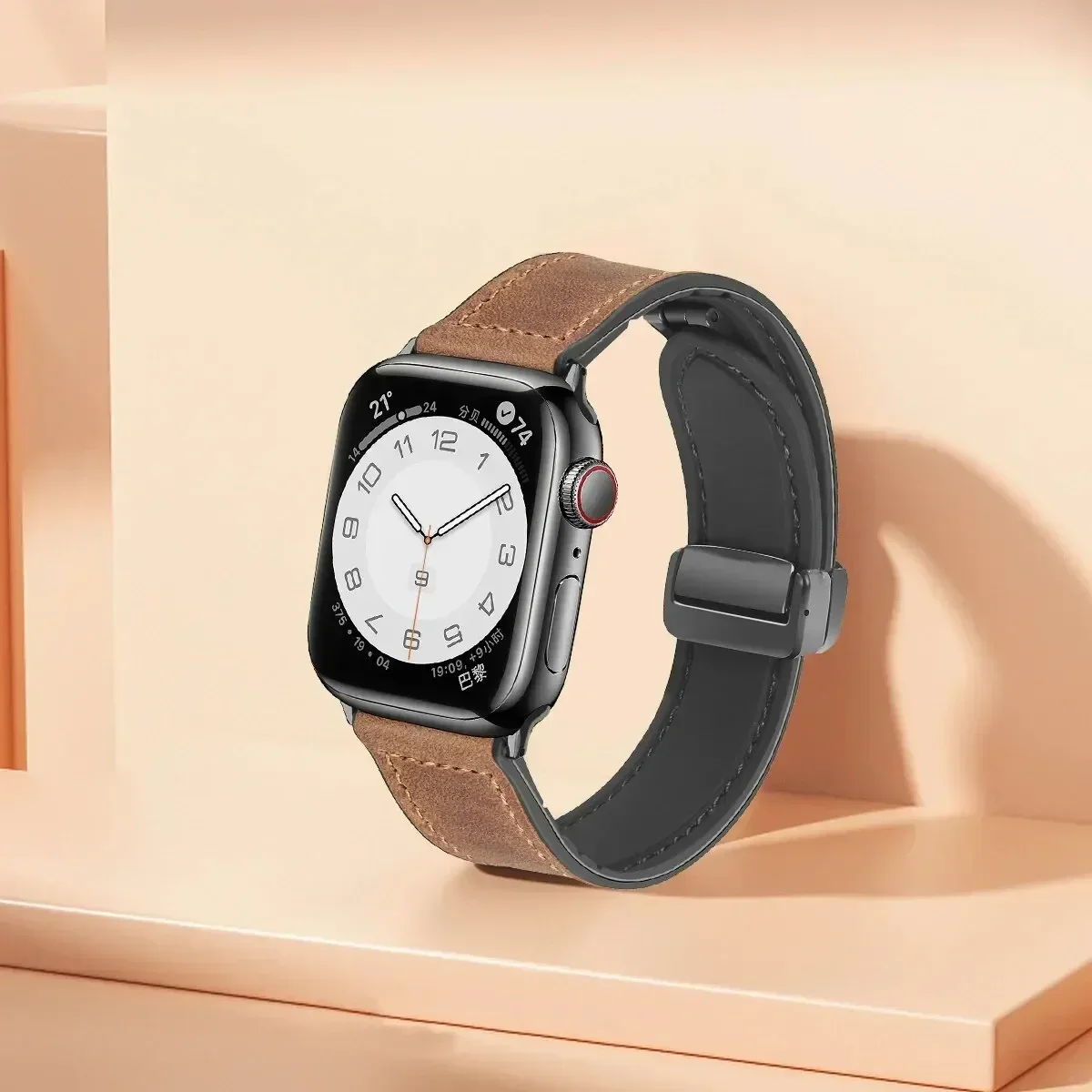 Apple Watchバンド 49mm 44mm 45mm 42mm 40mm 46mm 38mm 41mm対応 レザーストラップ マグネット式ブレスレット メンズ iWatch Ultra Series 10 9 8 7 SE 6