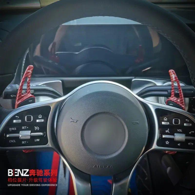 For Mercedes Benz C Class A B S Class Steering Wheel Paddle Shifters Decorative Cover Trim Carbon Fiber Style Accessories