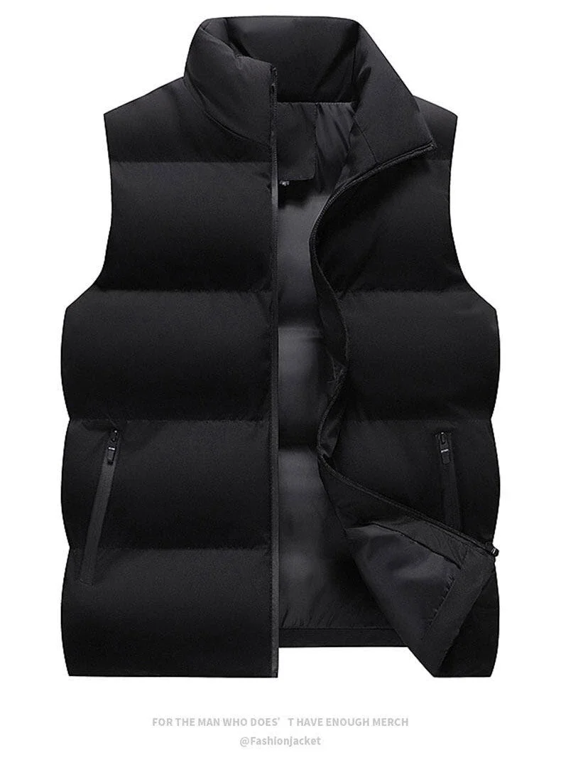 2026 Men Autumn Winter Stand Collar Windproof Slim Fit Warm Vest Outdoor Casual Sleeveless Jacket Fashion Trendy Clothing