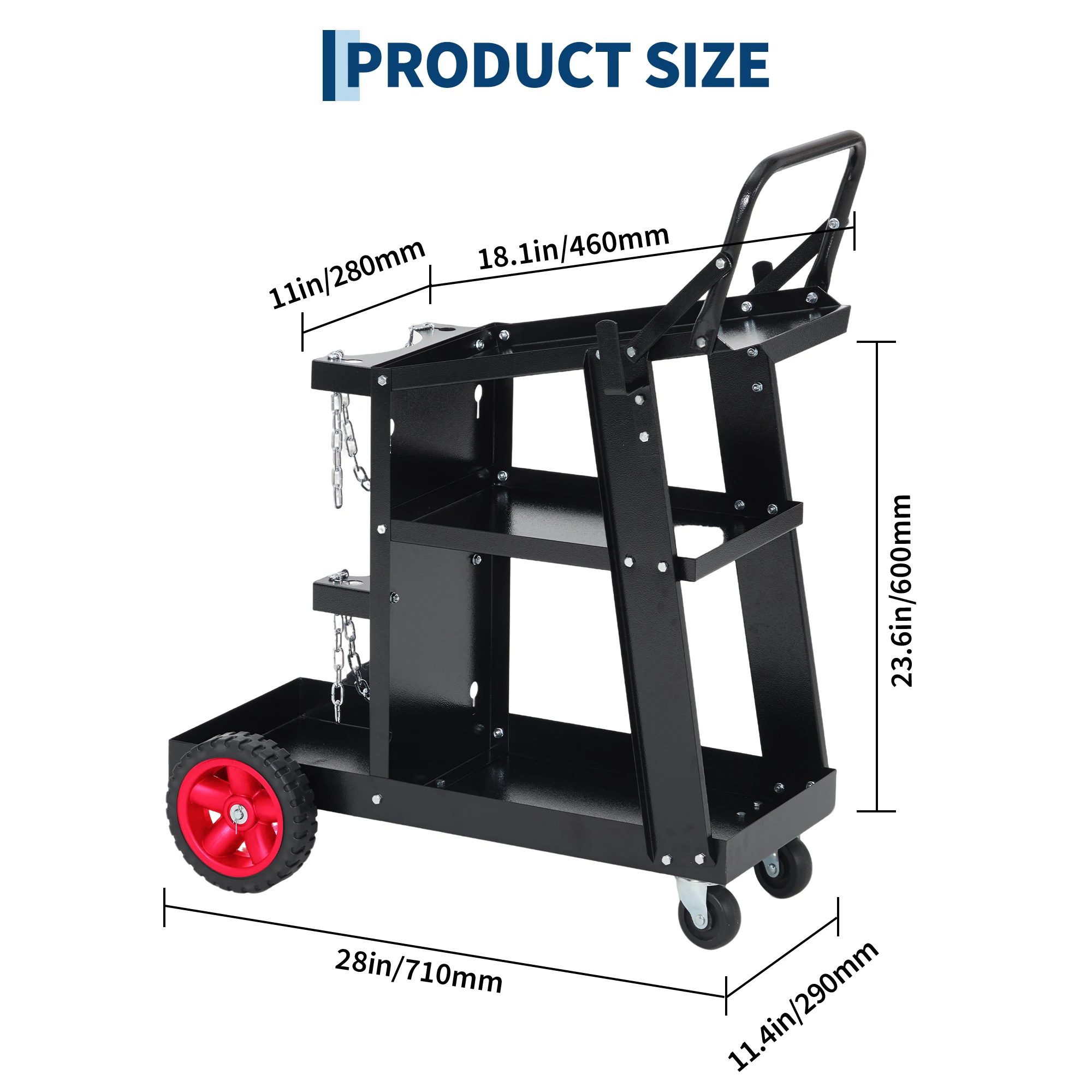 Heavy Duty 3-Tier Welding Cart – Large Tilt Table – 270 lb Capacity – 360° Swivel Wheels – Gas Tank Storage – For MIG TIG ARC Welders & Plasma Cutters – Workshop & Garage