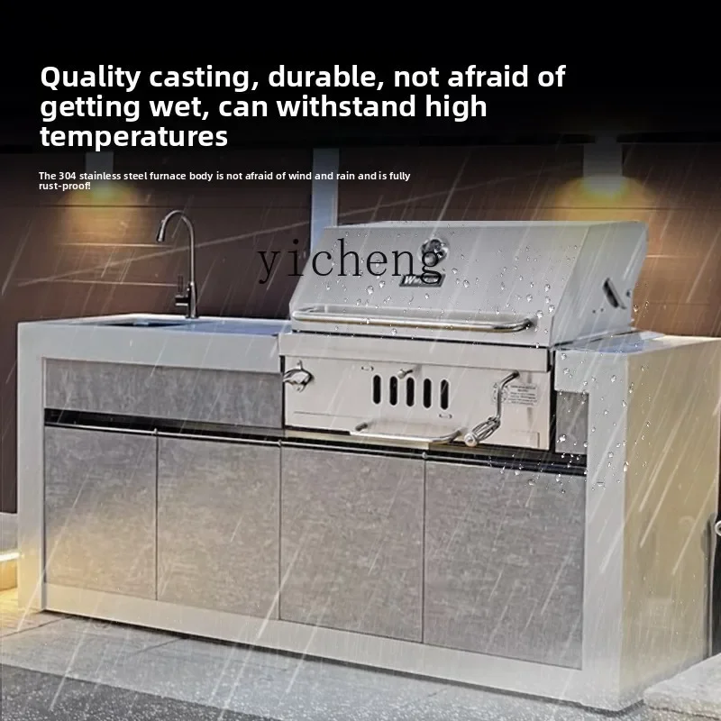 

HXL Recessed Grill Outdoor Charcoal Grill Home Villa Courtyard Stainless Steel Grill