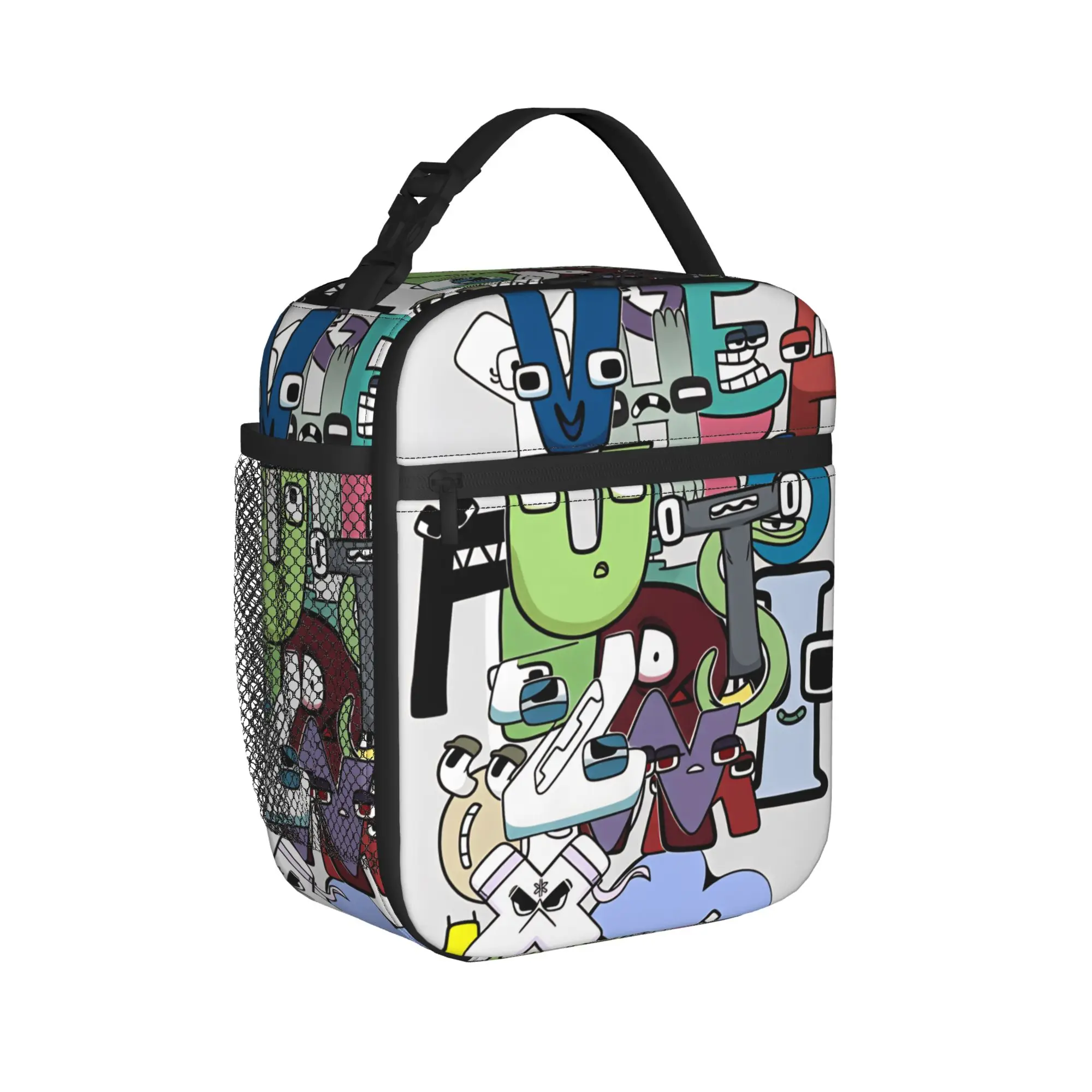 Alphabet Lores  Lunch Bag For Girls  Print Lunch Box Aesthetic School Cooler Bag Portable Zipper Oxford Thermal Lunch Bags