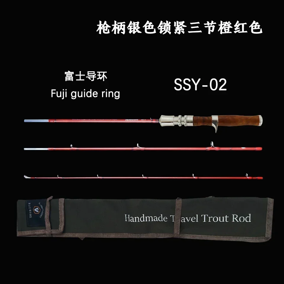 

Aioushi Portable Fiberglass Trout Rod Lightweight Fishing Rod Fully Hollow Design with Solid Wood Handle for Freshwater