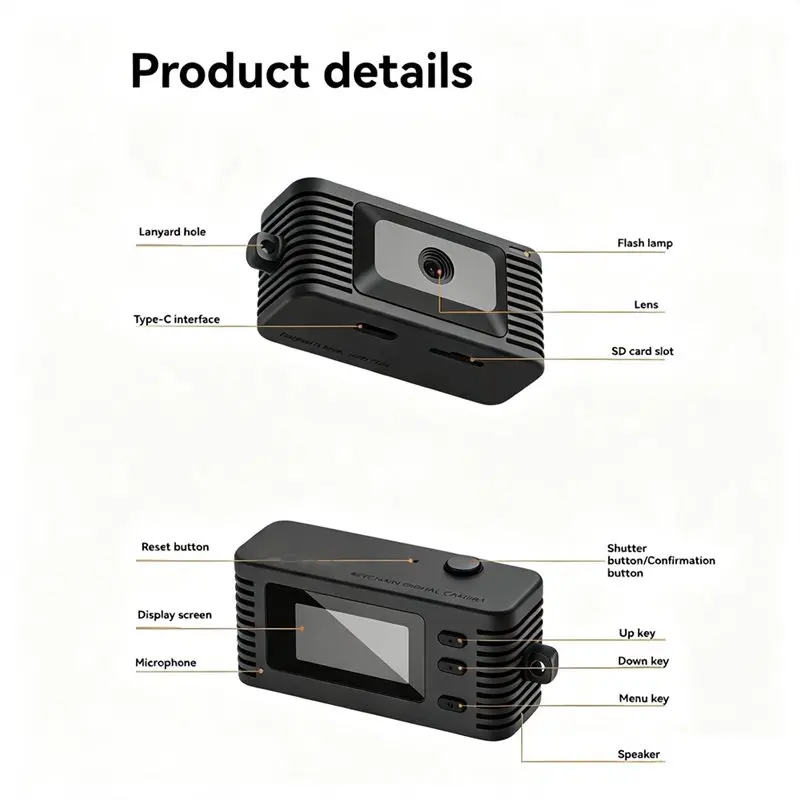 ABHS-Portable Sports Camcorder Keychain Digital Camera 1920X1080 30Fps HD Retro Video Recorder For Kids Gift
