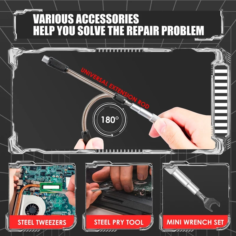 ABBN-128-In-1 Screwdriver Set Highly Rigid Screwdriver With 6 Specialist Tools Easy To Grip Reusable Alloy Steel Screwdriver