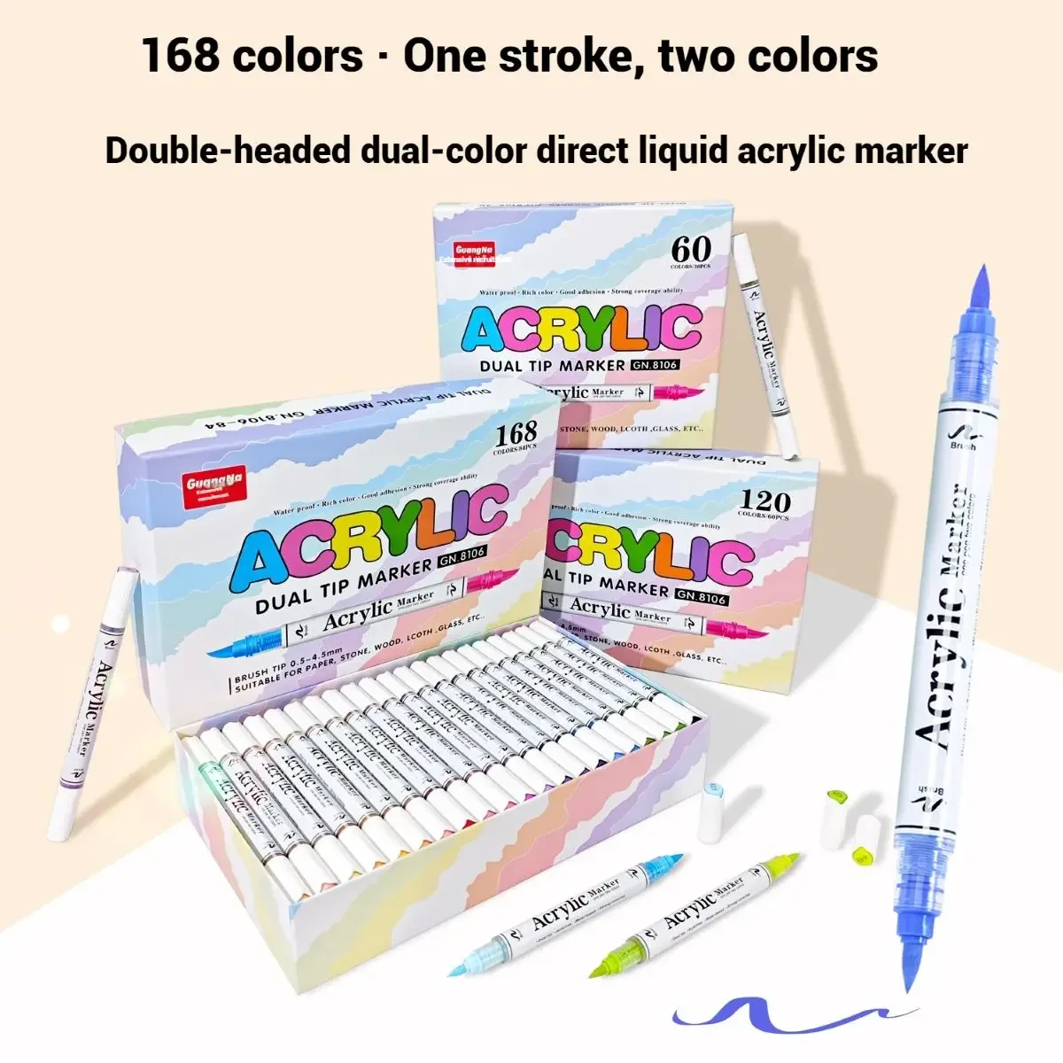60/120/168 Colors/Box Christmas-themed Artist Markers - Dual Tip Liquid Acrylic Pen Suitable for DIY Holiday Doodle Art Painting