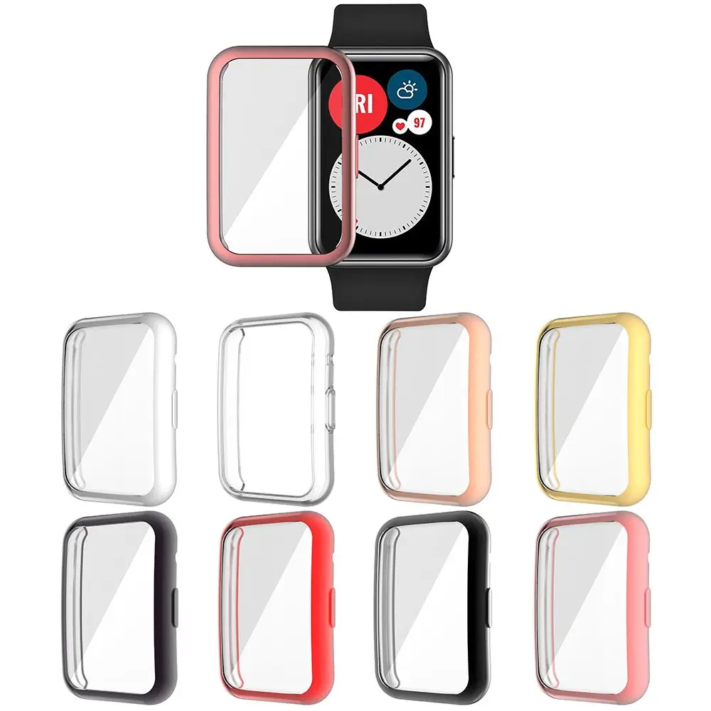 Shell Protective Soft Glass Case Cover Screen Protector TPU Full Coverage For Huawei Watch Fit