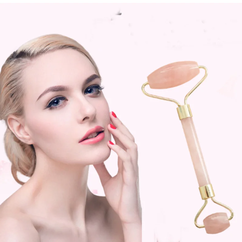 1pc Natural Pink Jade Face Anti-aging Massage Facial Roller Massager Tool for Rejuvenation & Beauty