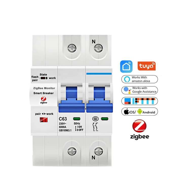 RSH 1P/2P/3P/4P Surge Protector Industrial Remote Control Reclosing Tuya Zigbee Smart MCB Circuit Breakers