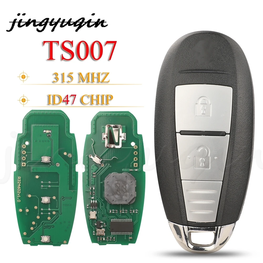 jingyuqin 2 przyciski TS007 inteligentny zdalny kluczyk samochodowy 315 MHz ID47 Chip dla Suzuki SWIFT SX4 VITARA 2010-2015