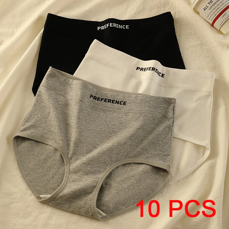 10PCS High Waist Panties for Women Plus Size Women Lingerie Cotton Briefs Japanese Woman Panties Underwear Sexy Set Underpants