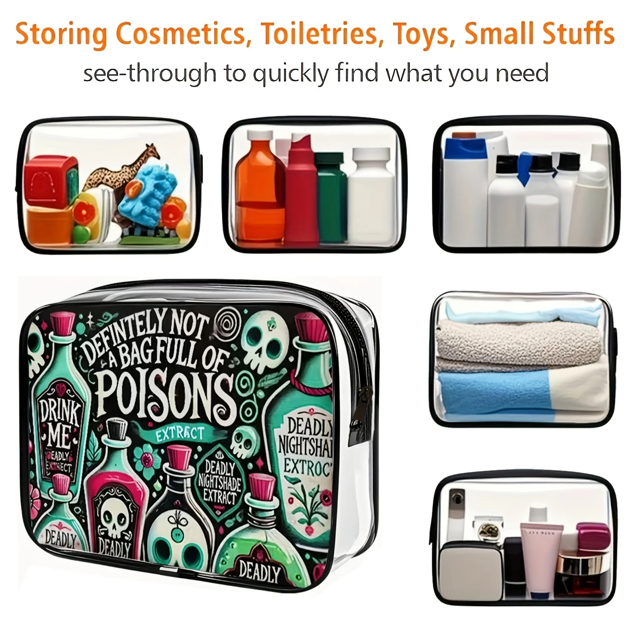 A Women'S Large Capacity Zippered Cosmetic And Travel Storage Bag HighQuality Makeup Organizer Toiletry Bag Lightweight PVC Sto
