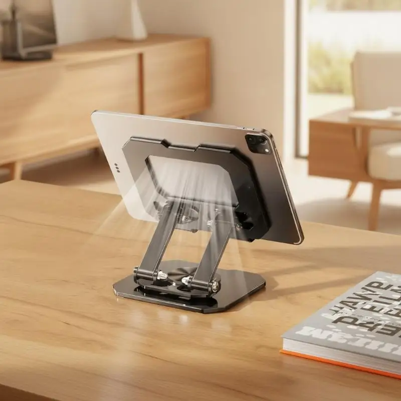 Universal 360° Rotatable Tablet Stand Adjustable Foldable Desktop Holder Non-slip Base for Watching Video Reading Office
