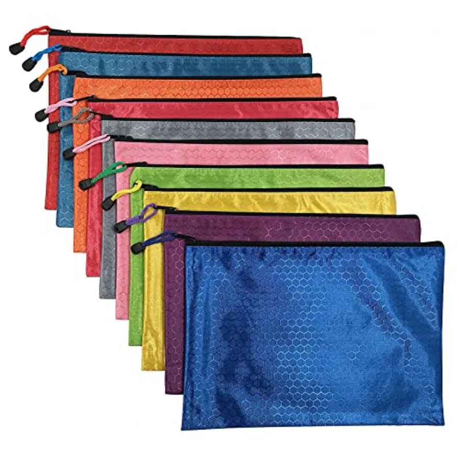 

Mity rain 10Pcs Waterproof Zipper File Bags-A4 Size Oxford Office Filing Documents Storage Folder, Cosmetics Offices Supplies T