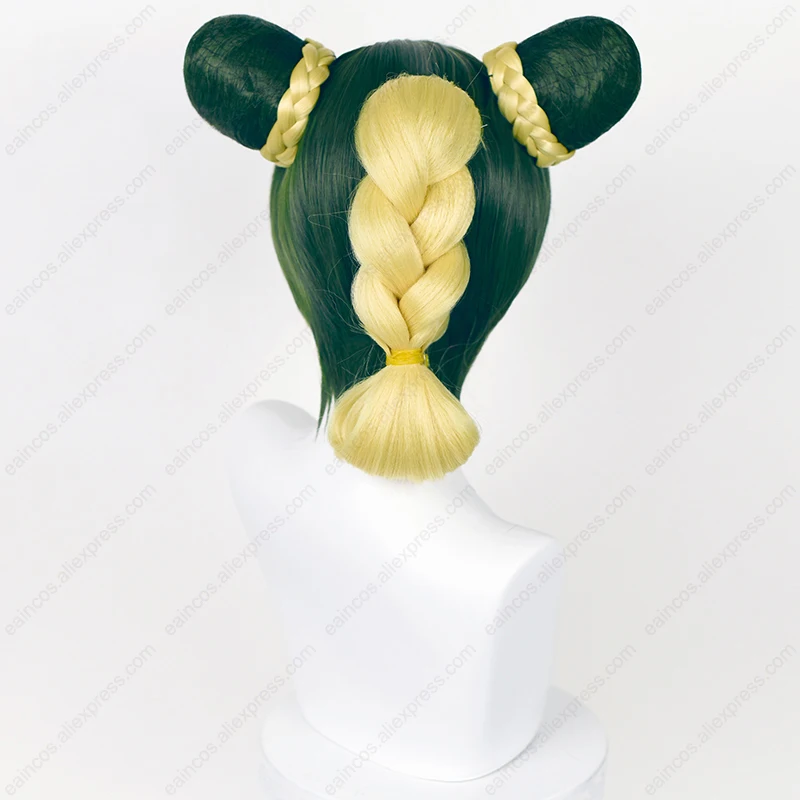 Jolyne Cujoh Cosplay Wig, Perucas coloridas com pães, resistente ao calor, cabelo sintético, festa de Halloween, 40cm