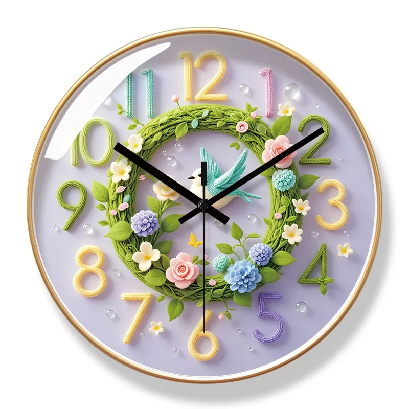 New 10/12/14-inch Creative Garland Bird Warm Wall Clock Home Decoration Living Room Bedroom Mute Quartz Clock Watch
