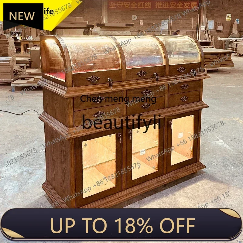 

P178 Vintage Glass Display Cabinet Jewelry Display Cabinet Women's Clothing Store Hat Island Shelf