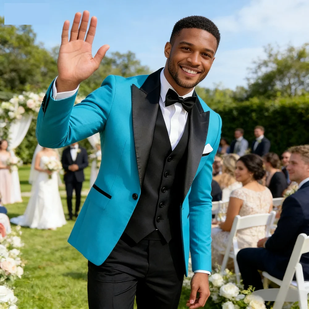 

Мужской зеленый и черный формальный костюм-тройка (пиджак, брюки, жилет) для свадьбы, идеально подходит для свадебной церемонии и танцев.