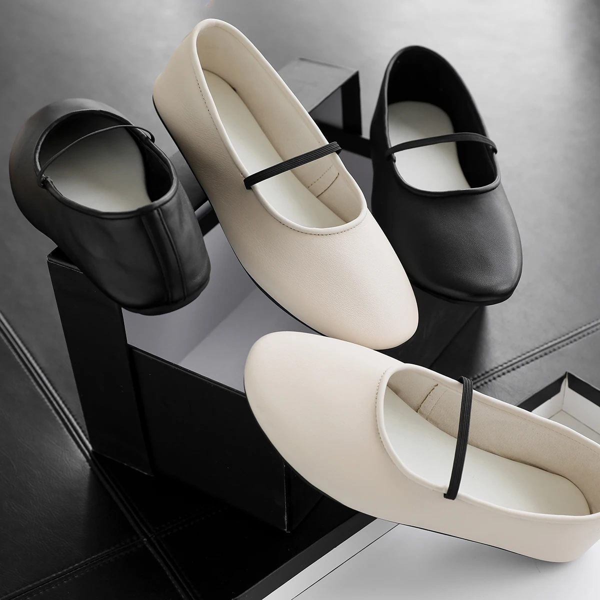 women's-ballet-flat-oes-leather-slip-on-low-heel-round-toe-flat-bot-casual-faion-footwear-summer-season-color