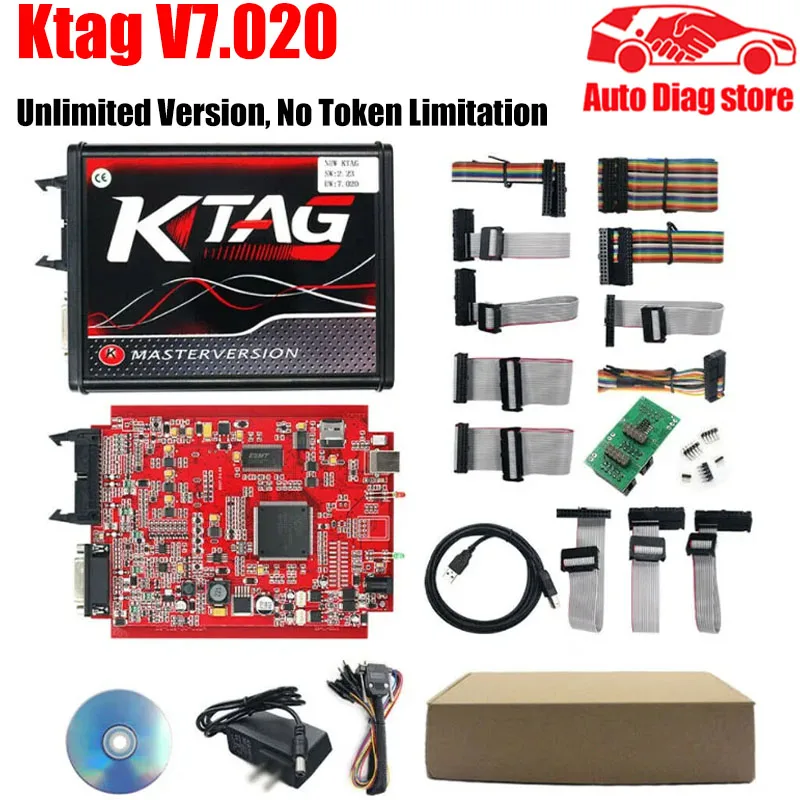 Ktag KESS V7.020 KESS V2.8 V2 EU Online Red PCB ECU Programmer Unlimitted Token Work With BDM Frame Chip Tuning Diagnostic Tool