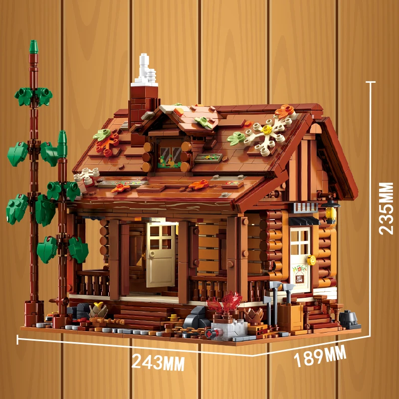 2264 قطعة كابينة الغابات الخفيفة منزل خشبي اللبنات سجل المقصورة وحدات البناء نموذج الطوب لعب للبالغين الاطفال الهدايا #4