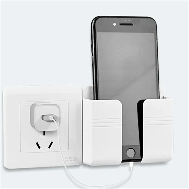 1-4pcsWall Mounted Organizer Self-Adhesion Storage Box Remote Control Mobile Phone Wall Holder Multifunction Charging Plug Stand