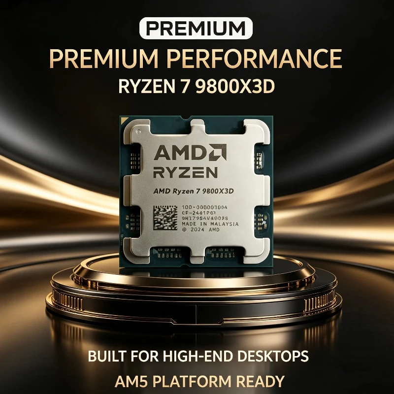 Socket AM5 DDR5 Gaming CPU AMD Ryzen 7 9800X3D 8C16T 4.7GHz 96M L3 Cache 4NM 120W Desktop Processor Without Cooler