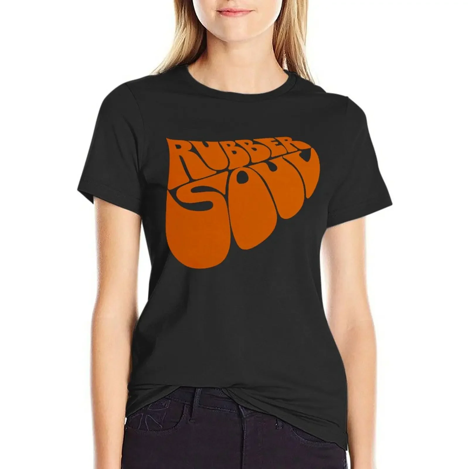 

[high quality] rubber soul logo T-Shirt Blouse funny hippie clothes Woman fashion