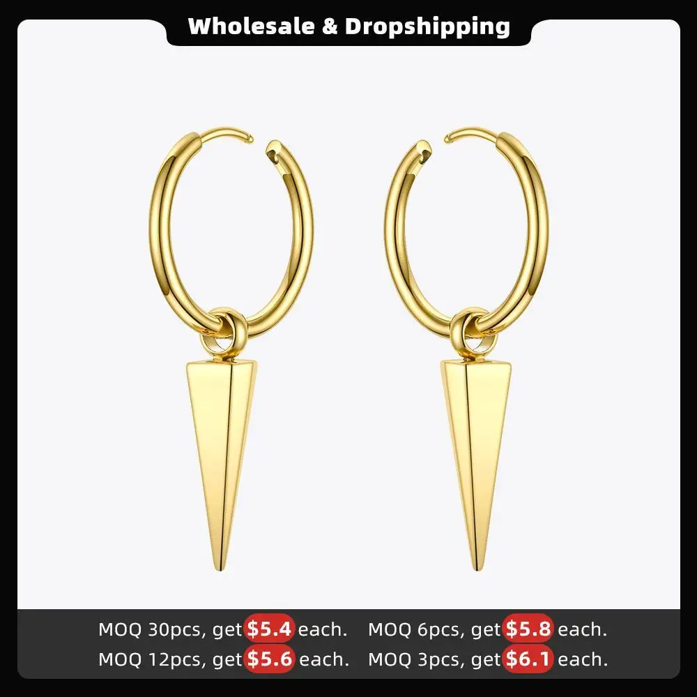 ENFASHION Pyramid Spike Drop Earrings For Women Gold Color Geometric Earings Stainless Steel Fashion Jewelry Kolczyki E201154