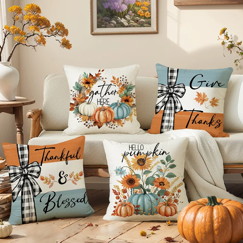 

Halloween Decorations Pillow Covers 45x45cm Set of 4 for Halloween Decor Indoor Outdoor, Party Supplies Farmhouse Home Decor