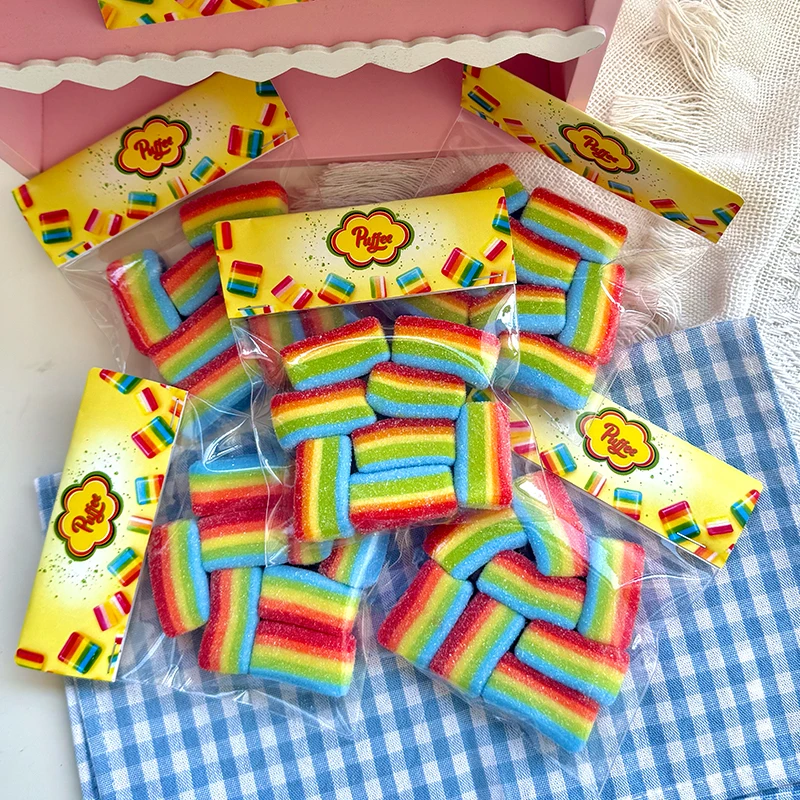 Rainbow Sour Strip Squishy Toy, Food-Grade Silicone, Soft Slow Rebound, Birthday Party New year Gift