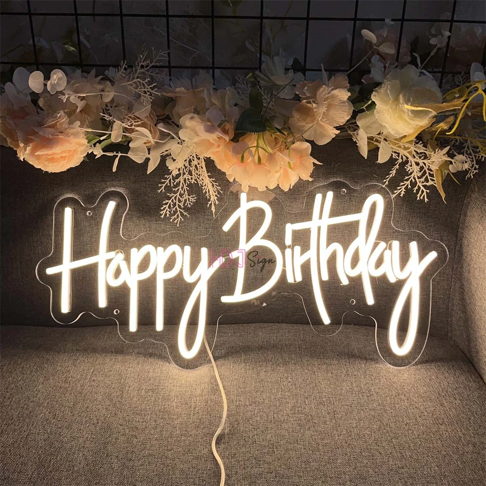 

Happy Birthday Neon Led Sign Birthday Numbers One Neon Lights USB Party Wall Hang Decor Neon Lights for Wedding Signs Decoration