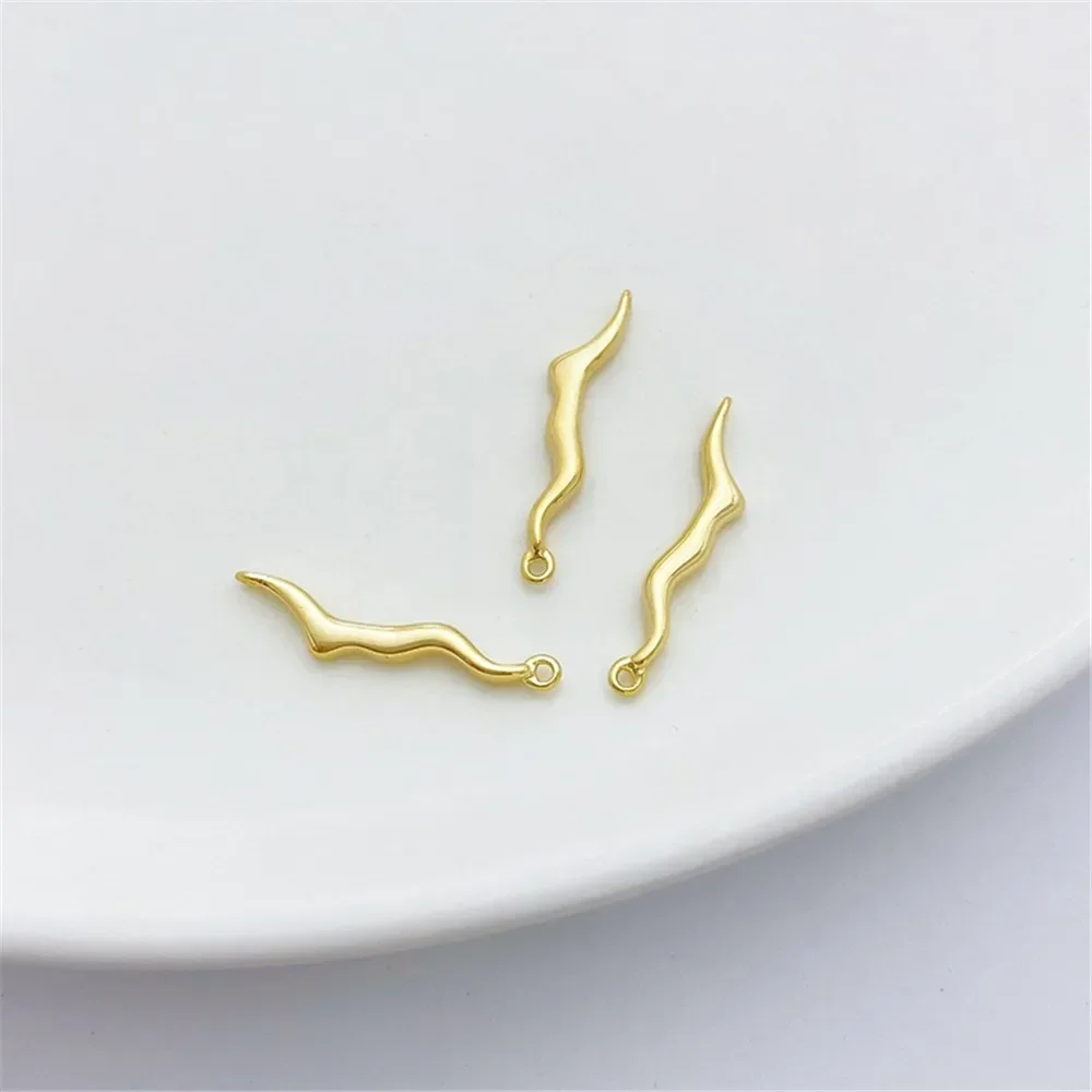 14K Gold Wrapped Smooth Irregular Branch Double Hanging Connection DIY Handmade Bracelet Necklace Earring Material Accessories