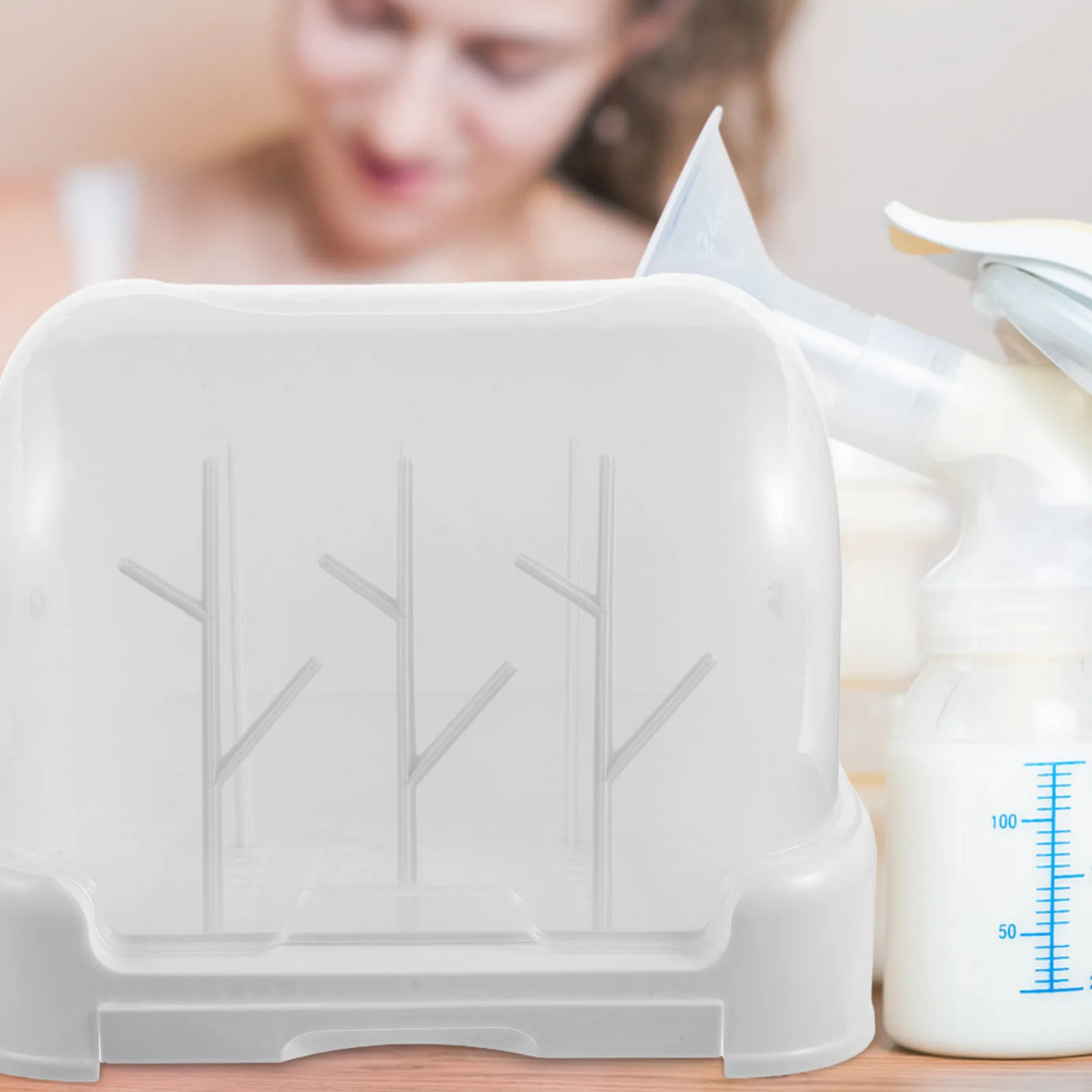 1Set Baby Bottle Drying Rack with Cover Dustproof Storage Organizer for Bottles Nipples Pacifiers Small Cups Nursery