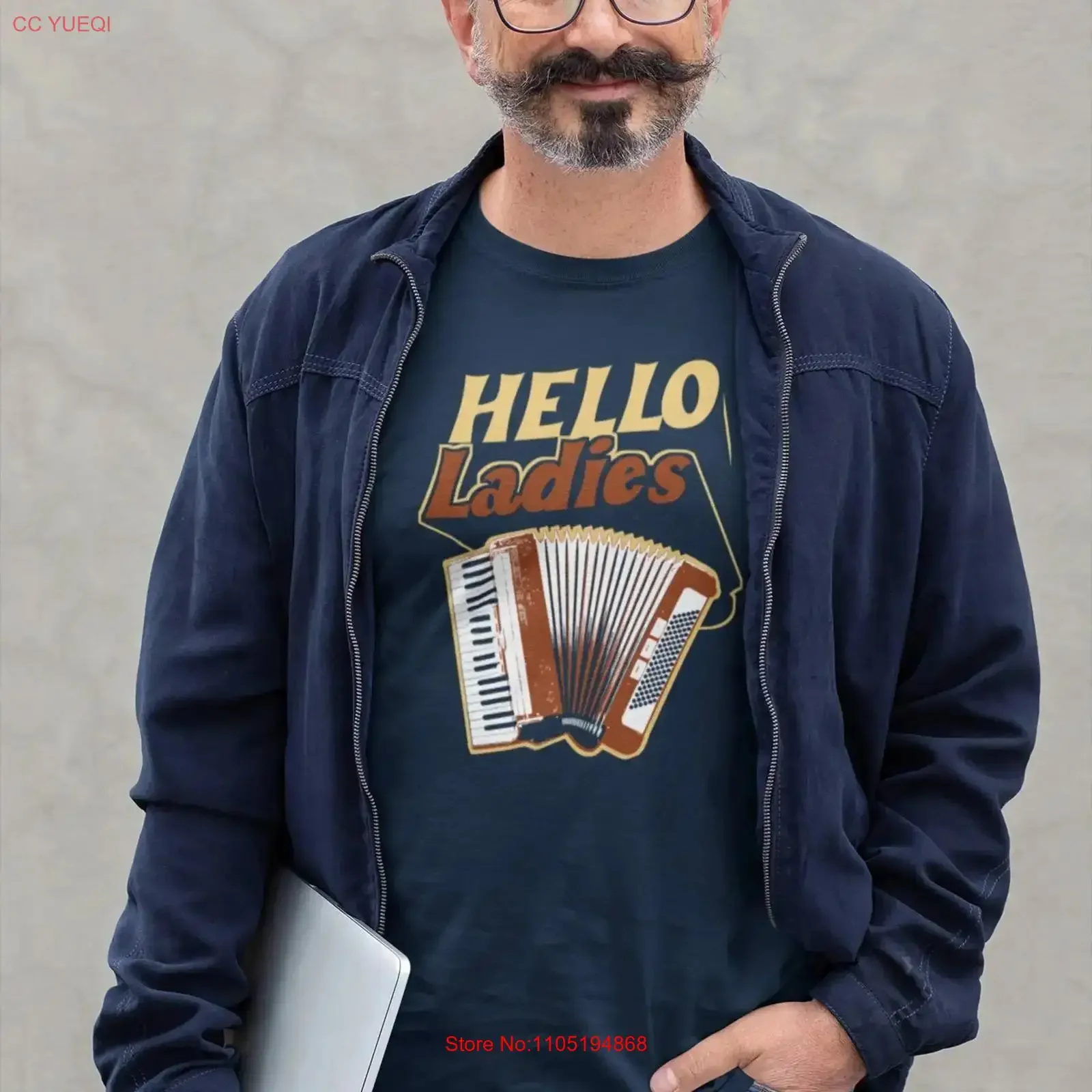 

Hello Ladies Accordion T Shirt Men OktoberfesT Retro Style Polka Player Instrument vintage Washed streetwear Versatile fashion