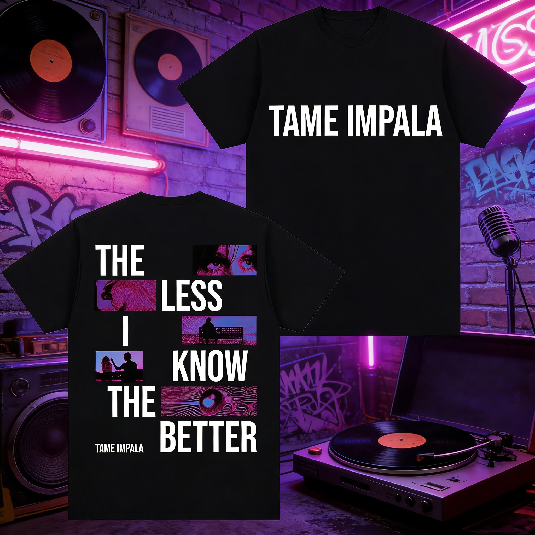 

2025 Rock Band Tames Impala, The Less I Know, The Better. T-shirt Men's Hip-hop Retro Cotton Short-sleeved Loose Casual Shirt.